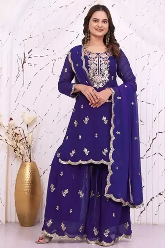 Designer sharara suit with sequence and embroidered work