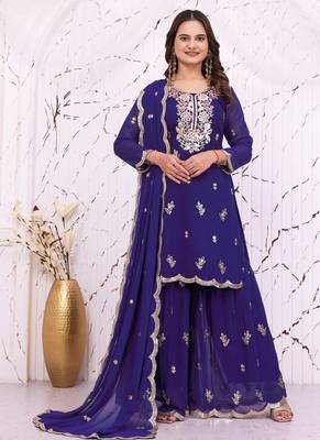 Designer sharara suit with sequence and embroidered work 3