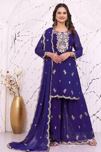 Designer sharara suit with sequence and embroidered work