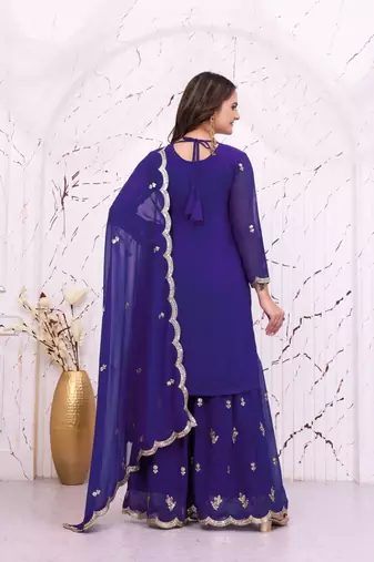 Designer sharara suit with sequence and embroidered work
