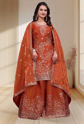 Designer sharara suit with sequence and embroidered work 1