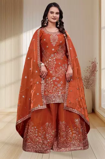 Designer sharara suit with sequence and embroidered work
