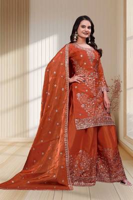 Designer sharara suit with sequence and embroidered work 2