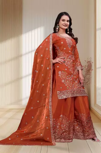 Designer sharara suit with sequence and embroidered work