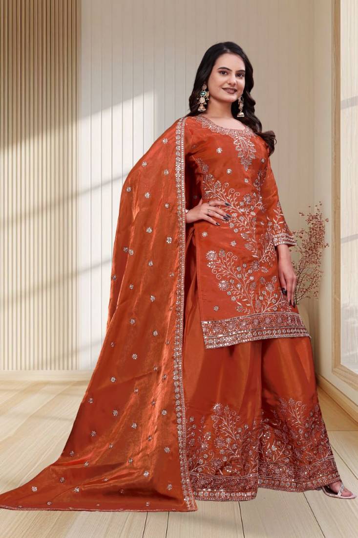 Designer sharara suit with sequence and embroidered work