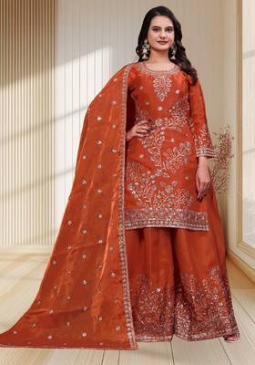 Designer sharara suit with sequence and embroidered work 3