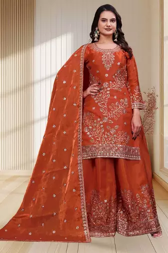 Designer sharara suit with sequence and embroidered work