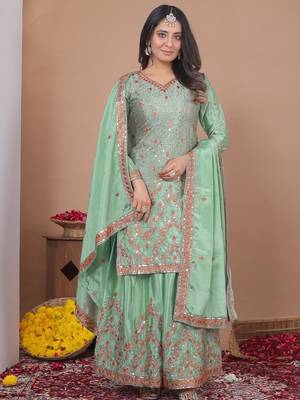 Designer sharara suit with sequence and embroidered work 1