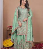 Designer sharara suit with sequence and embroidered work