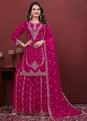 Designer sharara suit with sequence and embroidered work 1