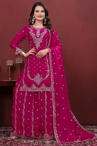 Designer sharara suit with sequence and embroidered work