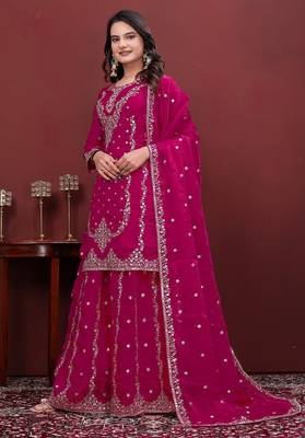 Designer sharara suit with sequence and embroidered work 2