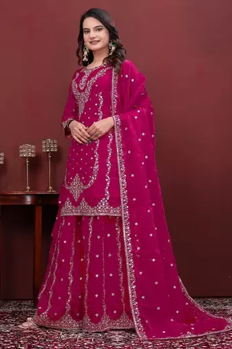 Designer sharara suit with sequence and embroidered work