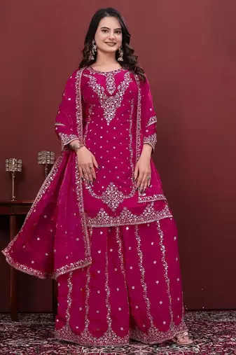 Designer sharara suit with sequence and embroidered work