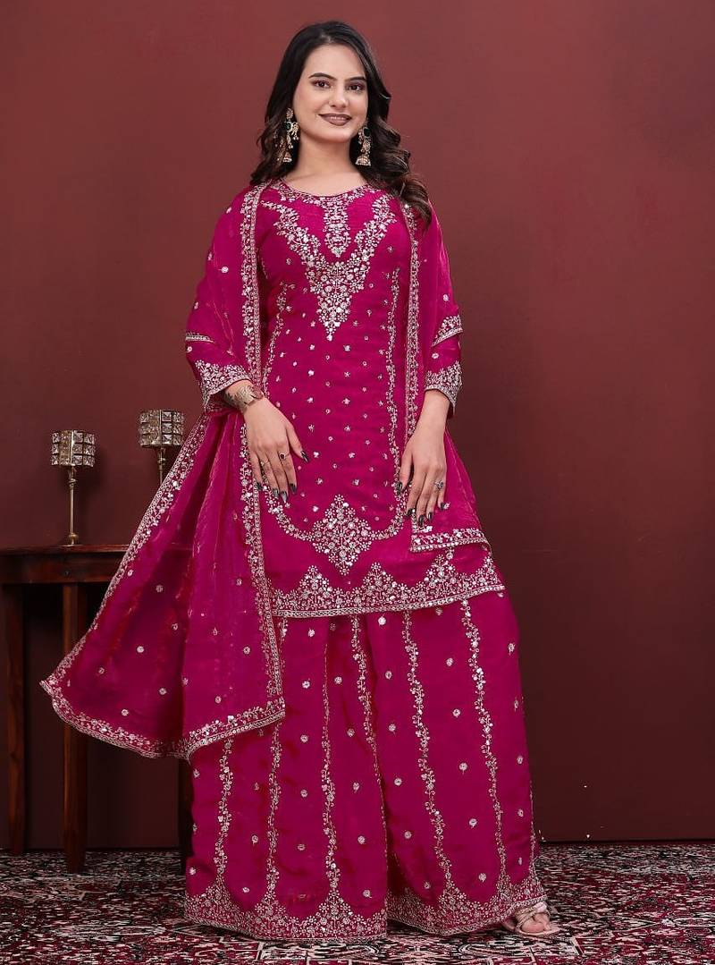Designer sharara suit with sequence and embroidered work