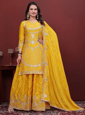 Designer sharara suit with sequence and embroidered work 1