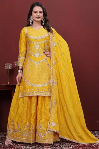 Designer sharara suit with sequence and embroidered work