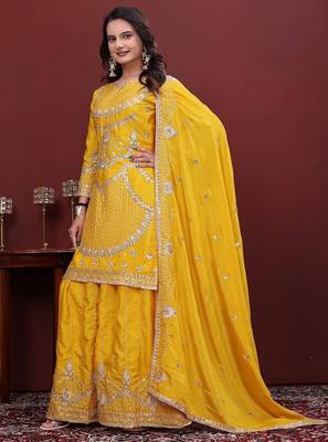 Designer sharara suit with sequence and embroidered work 2