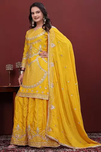 Designer sharara suit with sequence and embroidered work