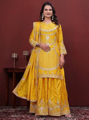Designer sharara suit with sequence and embroidered work 3