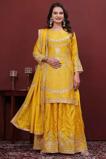 Designer sharara suit with sequence and embroidered work