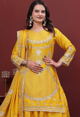 Designer sharara suit with sequence and embroidered work 4