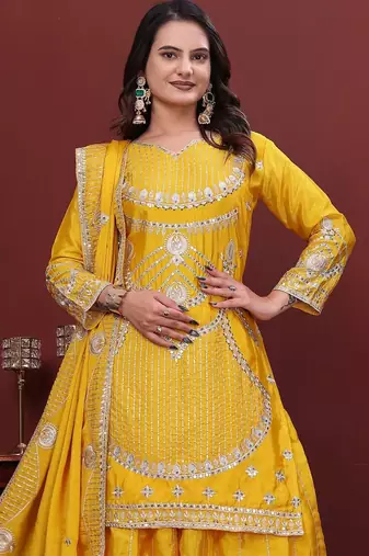 Designer sharara suit with sequence and embroidered work