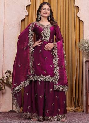 Designer sharara suit with sequence and embroidered work 1