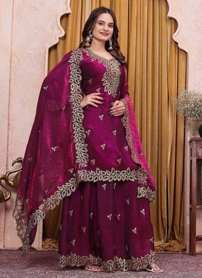 Designer sharara suit with sequence and embroidered work 2