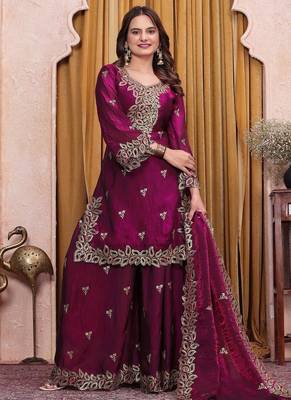 Designer sharara suit with sequence and embroidered work 3