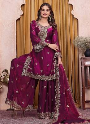 Designer sharara suit with sequence and embroidered work 4