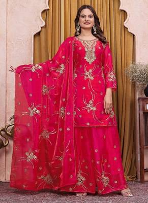 Designer sharara suit with sequence and embroidered work 1