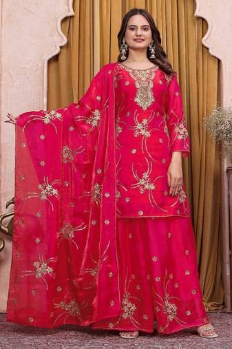 Designer sharara suit with sequence and embroidered work