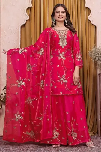 Designer sharara suit with sequence and embroidered work