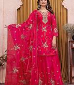 Designer sharara suit with sequence and embroidered work