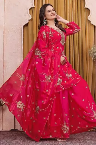 Designer sharara suit with sequence and embroidered work