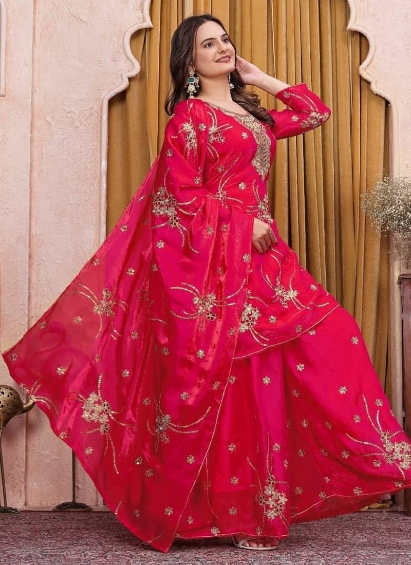 Designer sharara suit with sequence and embroidered work