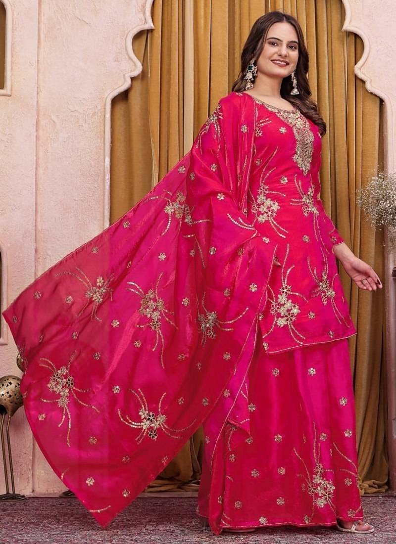 Designer sharara suit with sequence and embroidered work