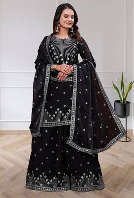 Designer sharara suit with sequence and embroidered work 1