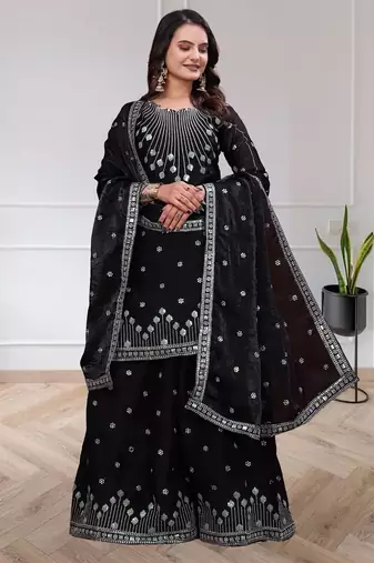 Designer sharara suit with sequence and embroidered work