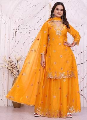 Designer sharara suit with sequence and embroidered work 1