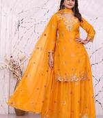 Designer sharara suit with sequence and embroidered work