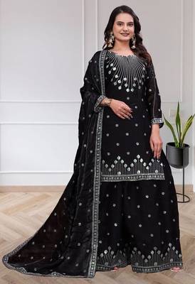 Designer sharara suit with sequence and embroidered work 2