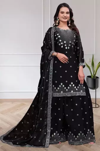 Designer sharara suit with sequence and embroidered work