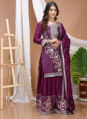 Designer sharara suit with sequence and embroidered work 2