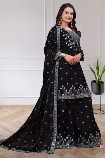 Designer sharara suit with sequence and embroidered work