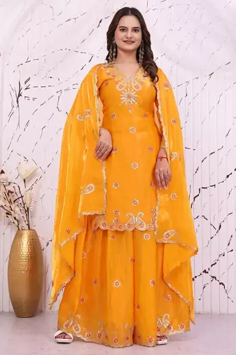 Designer sharara suit with sequence and embroidered work