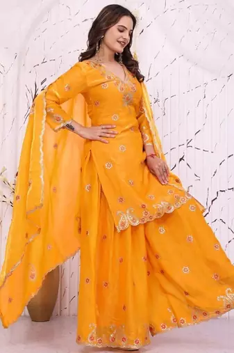 Designer sharara suit with sequence and embroidered work