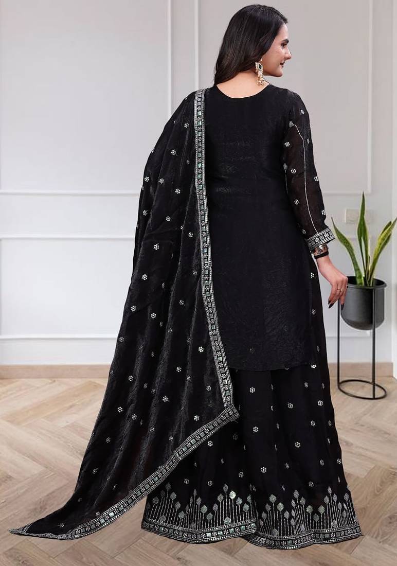 Designer sharara suit with sequence and embroidered work