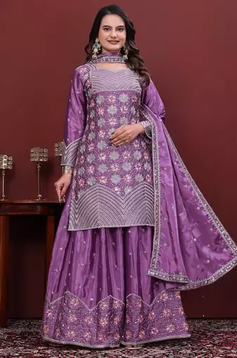 Designer sharara suit with sequence and embroidered work